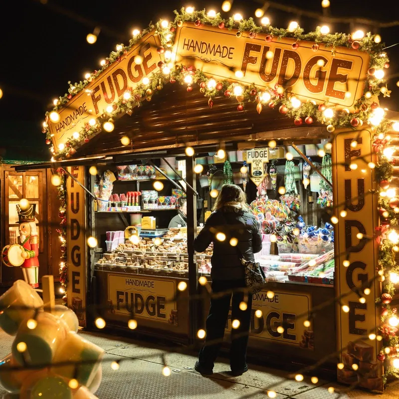 Families enjoying the Market Village at Tonbridge Christmas Fest